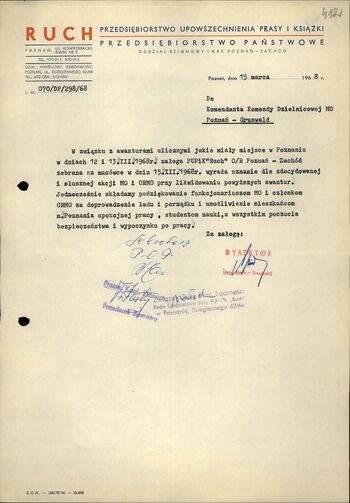 Wybrane dokumenty dotyczące poparcia dla działań władz