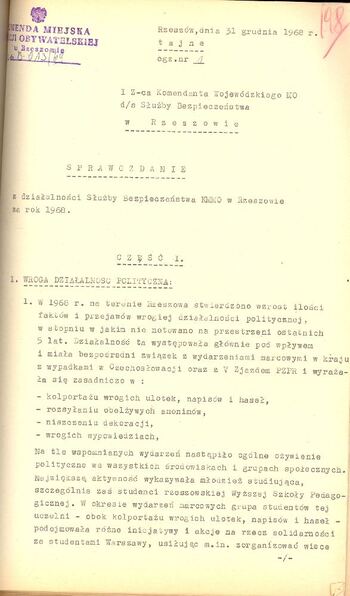 Pisma wewnętrzne KWMO woj. rzeszowskiego