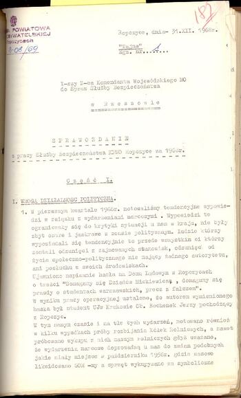 Pisma wewnętrzne KWMO woj. rzeszowskiego