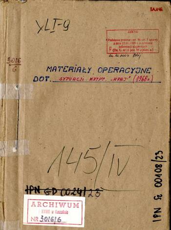 Materiały operacyjne dot. sytuacji kryptonim "KRAJ" (1968)