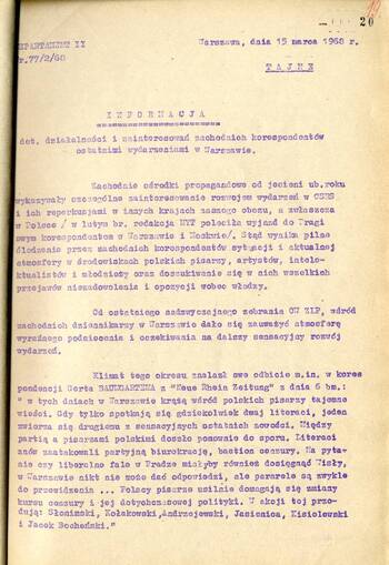 Materiały operacyjne dot. sytuacji kryptonim "KRAJ" (1968)