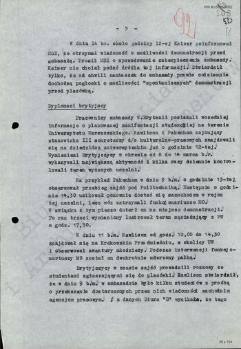 Informacja Dyrektora Departamentu II MSW