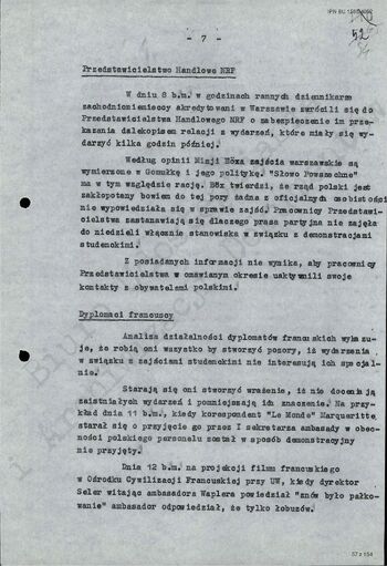 Informacja Dyrektora Departamentu II MSW