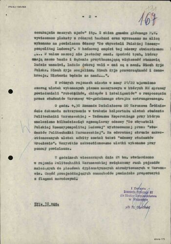 Informacja I Zastępcy Komendanta Stołecznego MO ds. SB