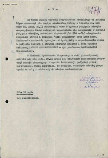 Informacja I Zastępcy Komendanta Stołecznego MO ds. SB