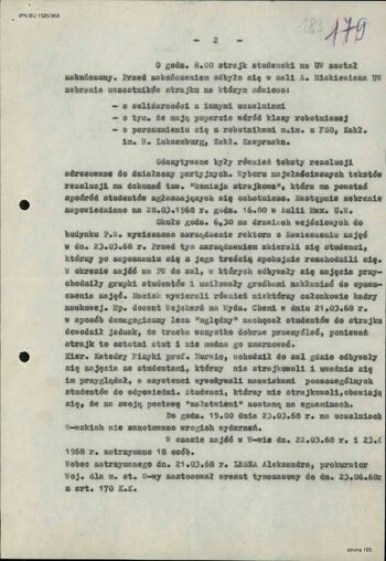 Informacja I Zastępcy Komendanta Stołecznego MO ds. SB