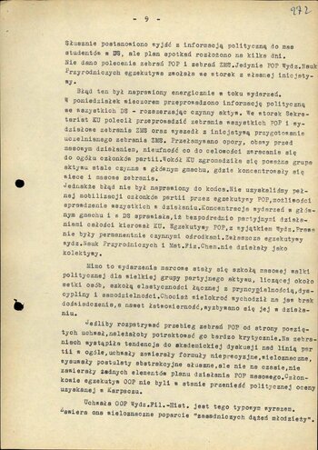 Ocena wydarzeń marcowych na Uniwersytecie Wrocławskim w dn. 9–23 III 1968 r.