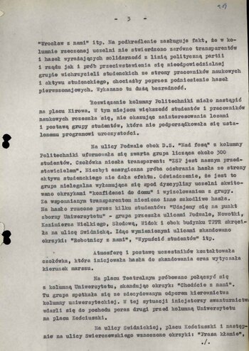 Informacja z dn. 6 V 1968 r. o kontynuacji wydarzeń marcowych