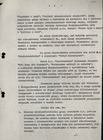 Informacja z dn. 6 V 1968 r. o kontynuacji wydarzeń marcowych