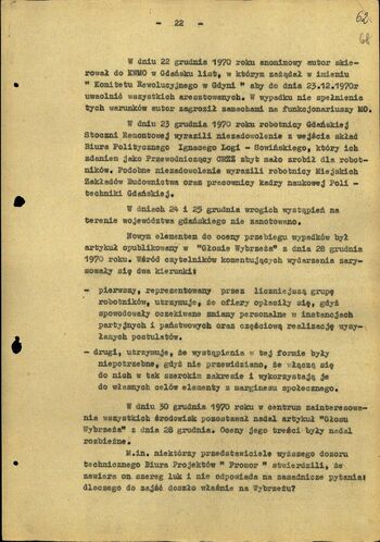 Informacja dot. przebiegu zajść na terenie woj. gdańskiego 11.01.1971 r.