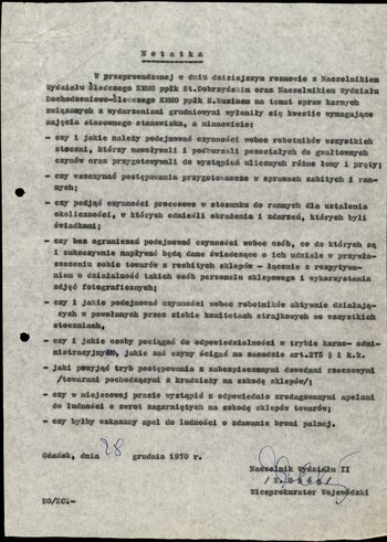 Notatka z rozmowy Wiceprokuratora Wojewódzkiego w Gdańsku