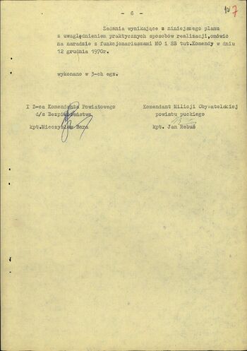 Plan przedsięwzięć związanych z realizacją akcji "Jesień '70"