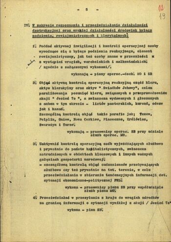 Plan przedsięwzięć związanych z realizacją akcji "Jesień '70"