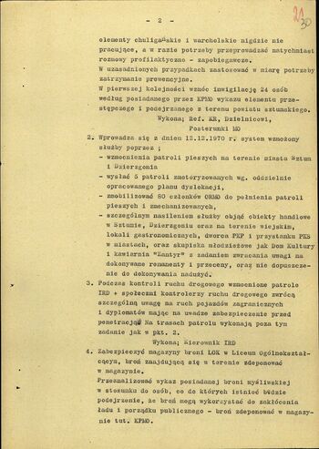 Plan przedsięwzięć związanych z realizacją akcji "Jesień '70"