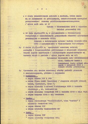 Plan przedsięwzięć związanych z realizacją akcji "Jesień '70"