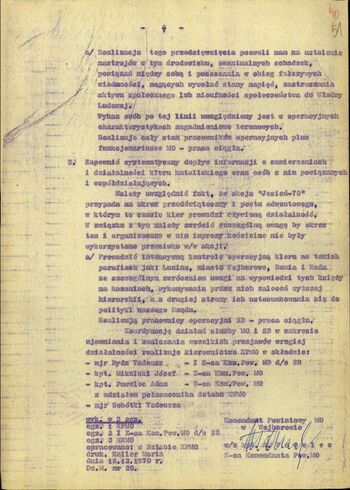 Plan przedsięwzięć związanych z realizacją akcji "Jesień '70"