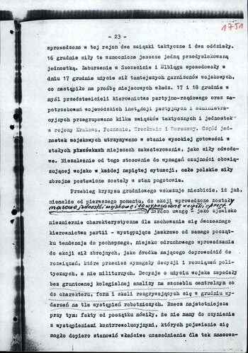 Ocena wydarzeń grudniowych w kraju, ich tło, charakter i wnioski