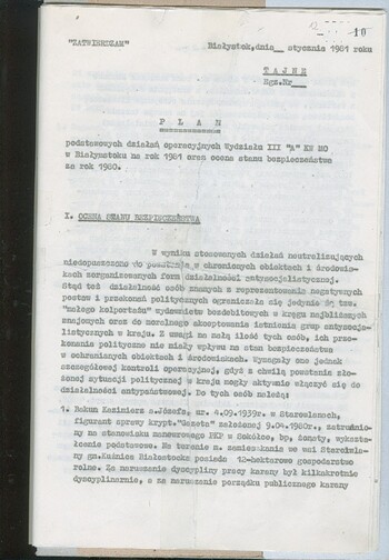 Plan działań operacyjnych Wydziału III "A" KW MO w Białymstoku na 1981 r. #4