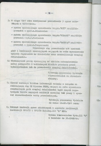 Plan działań operacyjnych Wydziału III "A" KW MO w Białymstoku na 1981 r. #17