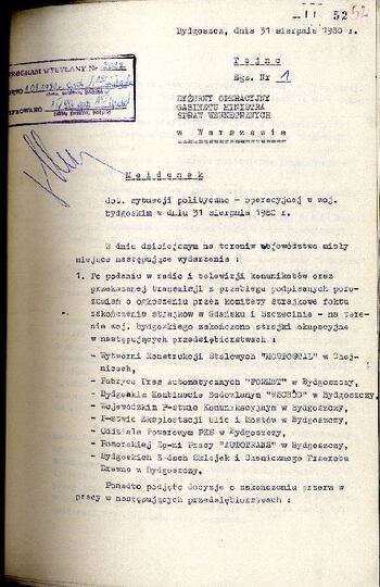 Meldunek o sytuacji społeczno – politycznej w województwie z dnia 31.08.1980r. #3