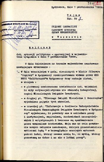 Meldunek o sytuacji społeczno – politycznej w województwie z dnia 07.10.1980 r. #8