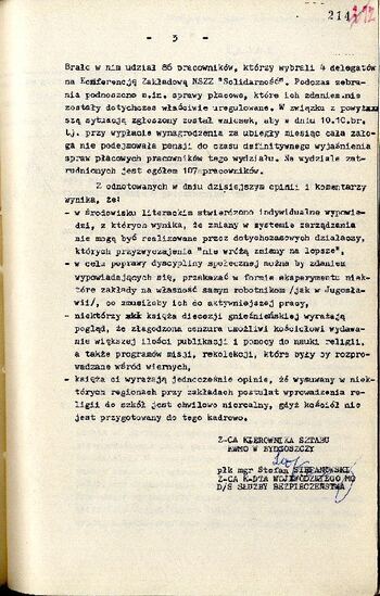 Meldunek o sytuacji społeczno – politycznej w województwie z dnia 08.10.1980 r. #2