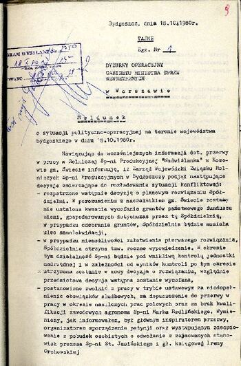 Meldunek o sytuacji społeczno – politycznej w województwie z dnia 18.10.1980 r. #2