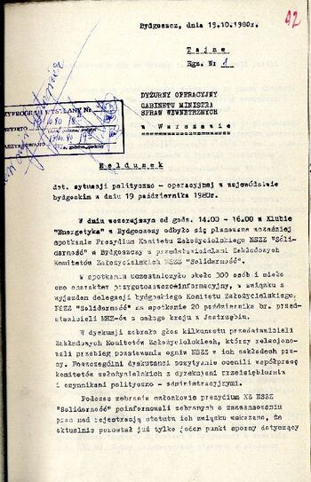 Meldunek o sytuacji społeczno – politycznej w województwie z dnia 19.10.1980 r. #3