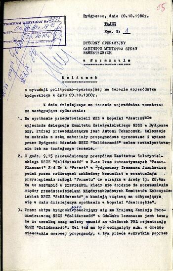 Meldunek o sytuacji społeczno – politycznej w województwie z dnia 20.10.1980 r. #4