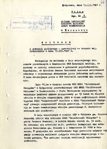 Meldunek o sytuacji społeczno – politycznej w województwie z dnia 13.03.1981 r. #9