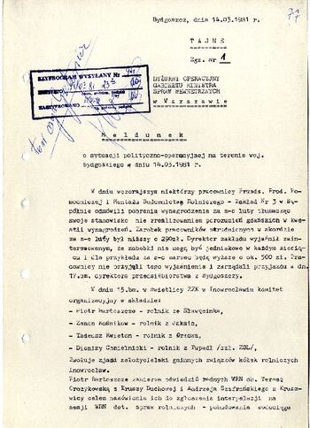 Meldunek o sytuacji społeczno – politycznej w województwie z dnia 14.03.1981 r. #4