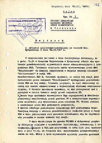 Meldunek o sytuacji społeczno – politycznej w województwie z dnia 18.03.1981 r. #5