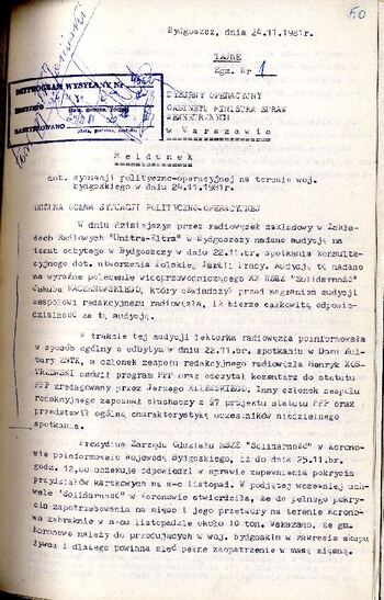Meldunek o sytuacji społeczno – politycznej w województwie z dnia 24.11.1981 r. #4