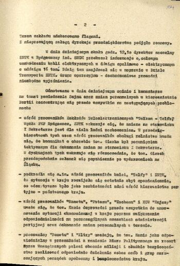 Informacja przekazana do Komitetu Wojewódzkiego PZPR w Bydgoszczy o sytuacji w regionie z dnia 06.09.1980 r. #2