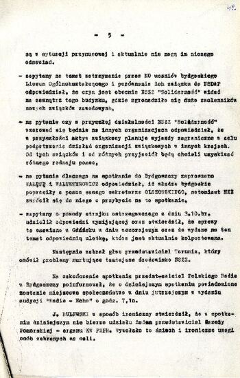 Informacja przekazana do Komitetu Wojewódzkiego PZPR w Bydgoszczy o sytuacji w regionie z dnia 08.10.1980 r. #5
