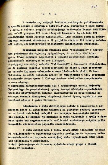 Informacja przekazana do Komitetu Wojewódzkiego PZPR w Bydgoszczy o sytuacji w regionie z dnia 24.11.1980 r. #3