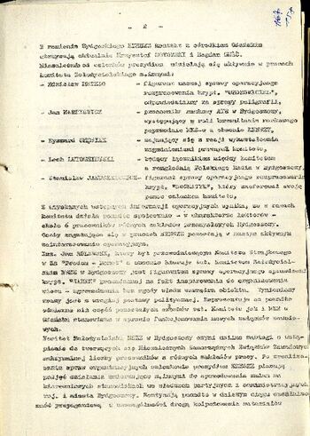 Notatka służbowa z dnia 26.09.1980 r. dotycząca powstania Komitetu Założycielskiego Niezależnych Samorządnych Związków Zawodowych #6