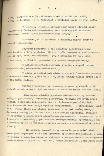 Streszczenie telekonferencji Dyrektora Departamentu III ”A” MSW - W. Ciastonia, dotyczącej sytuacji politycznej w kraju z dnia 06.09.1980 r. #1