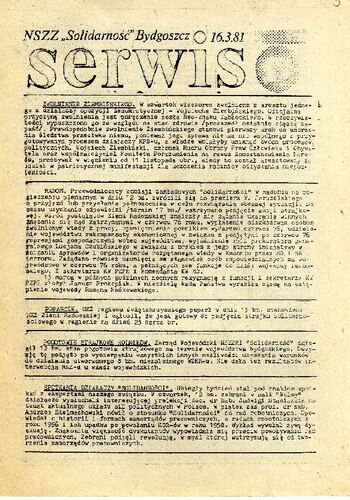 „Serwis Informacyjny” – pismo NSZZ „Solidarność” w Bydgoszczy z dnia 16.03.1981 r. #5