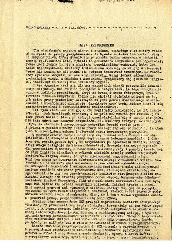 „Wolne Związki” nr1– pismo NSZZ „Solidarność” w Bydgoszczy z dnia 07.10.1980 r. #1