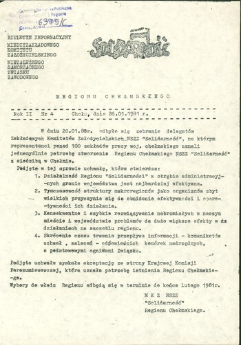 Biuletyn Informacyjny Międzyzakładowego Komitetu Organizacyjnego NSZZ Solidarność w Chełmie