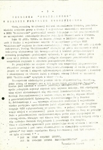 Biuletyn Informacyjny Międzyzakładowego Komitetu Organizacyjnego NSZZ Solidarność w Chełmie