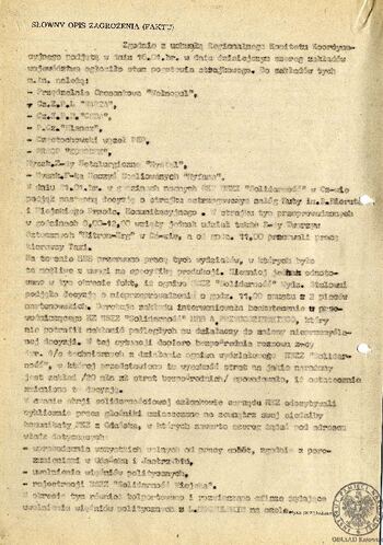 Słowny opis zagrożenia