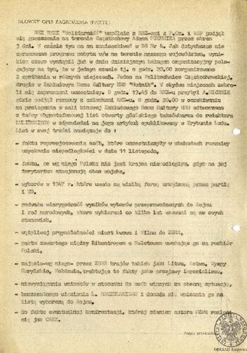 Słowny opis zagrożenia (faktu)