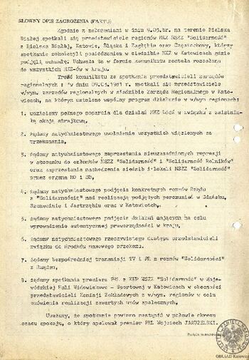 Słowny opis zagrożenia (faktu)