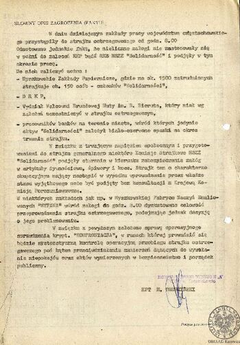 Słowny opis zagrożenia (faktu)