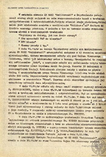 Słowny opis zagrożenia (faktu)