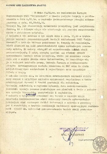 Słowny opis zagrożenia (faktu)