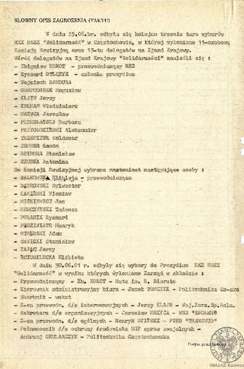 Słowny opis zagrożenia (faktu)