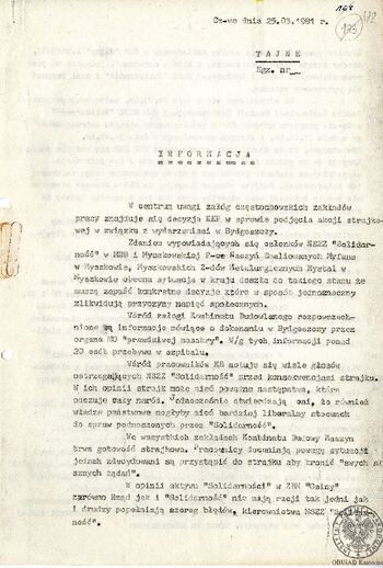 Notatka ze spotkania załóg częstochowskich zakładów pracy